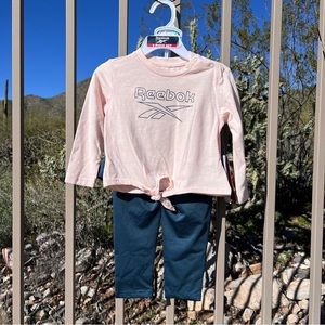 ⬇️Reebok NWT 2Pc Lurex Skegging Set Girl’s Size 18 Months Color Hoops Blue